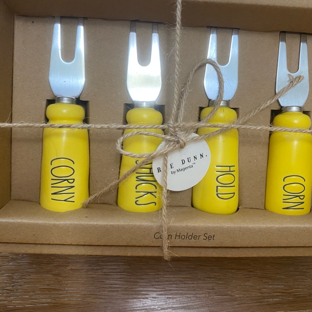 Yellow - Rae Dunn corn holder sets! NIB